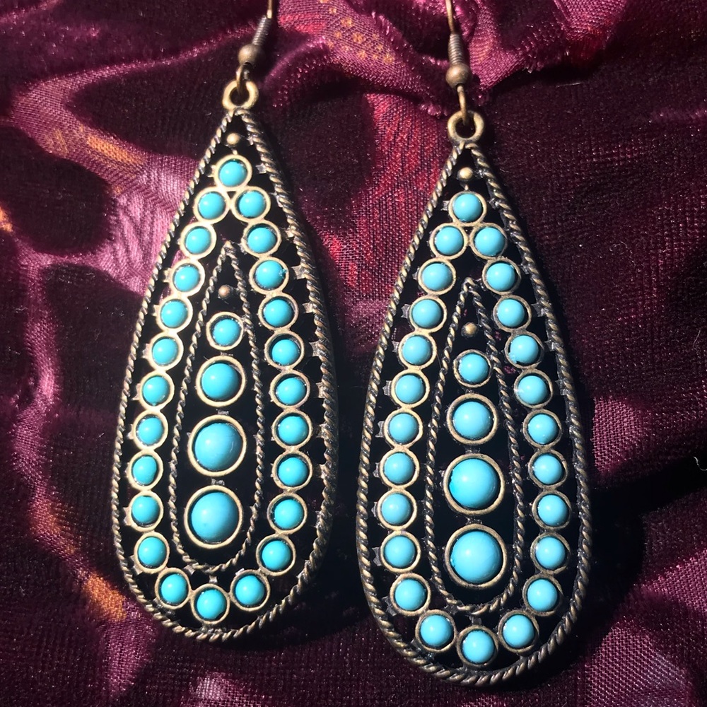 $18 Turquoise statement earrings - Picture 3 of 6